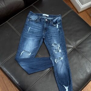KanCan Dark Blue Distressed Skinny Jeans